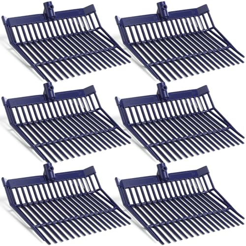 Lasnten 6 Pcs Manure Fork Replacement Head, 18 Tines Pitchfork Head with Screws and Nuts, Horse Manure Rake for Picking up Grass and Hay (Navy) - color: Navy