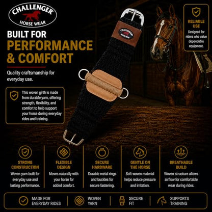 CHALLENGER Western 27-Strand Double Weave Black Mohair Roper Cinch 97RT08 - color: Black Tan, size: 36"