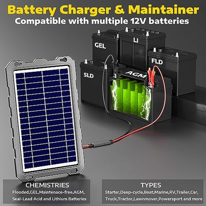 SUNAPEX 8W 12V Solar Car Battery Trickle Charger & Maintainer - size: 8W