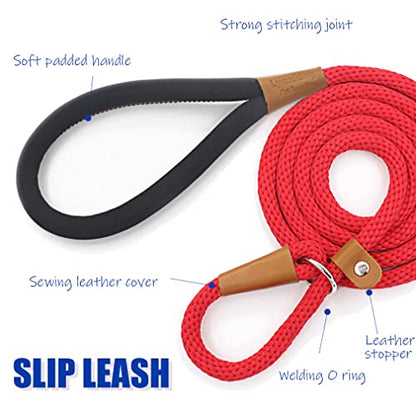 lynxking Slip Lead 6 FT x 1/2" Plus Dog Leash 6 FT x 3/8" Reflective