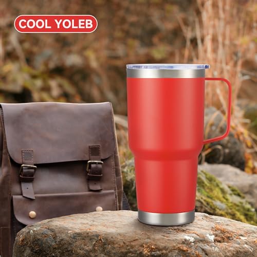 30 oz Stainless Steel Tumblers Bulk with Handle and Lid, 4 Pack - color: Red