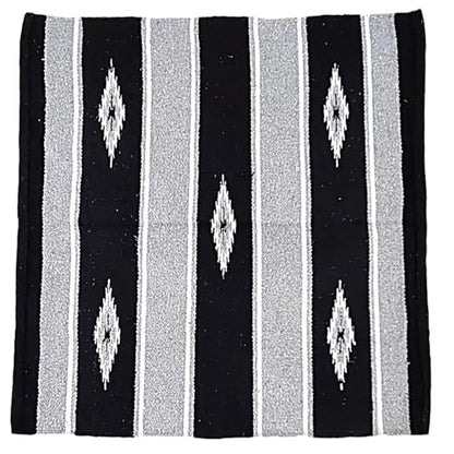Majestic Ally 36"x34" Navajo Design Acrylic Saddle Blanket for Horses - 2.4 lbs - Gray and Black - color: Gray and Black