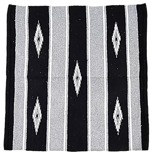Majestic Ally 36"x34" Navajo Design Acrylic Saddle Blanket for Horses - 2.4 lbs - Gray and Black - color: Gray and Black