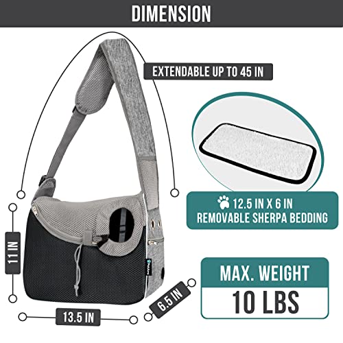 PetAmi Dog Sling Carrier for Small Dogs, Hands Free Crossbody Carrier, Gray - color: Gray