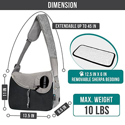 PetAmi Dog Sling Carrier for Small Dogs, Hands Free Crossbody Carrier, Gray - color: Gray