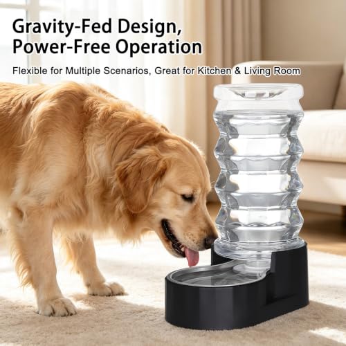 RIZZARI 8L Dog Water Bowl Dispenser:Spill Resistant Multi Pet Solution - color: Dark Black, size: 8L