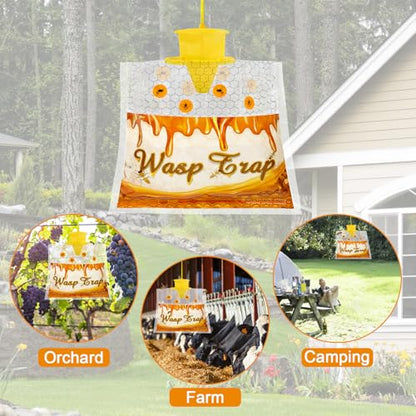 Disposable Wasp Traps Outdoor Hanging 4 Pack | Yellow Jacket Trap, Carpenter Bee Traps for Outside, Wasp & Hornet Traps Catcher Killer for Outdoor Patio Garden - size: 4 packs