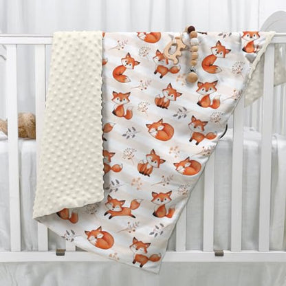 SANDJEST Fox Kid Blankets for Girl Boy - 30 x 40 Minky Blanket with Double Layer Dotted Backing - Shower Gifts for Nursery - color: Fox 1