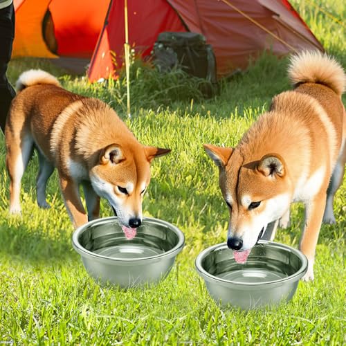 MEWTOGO 2 Pcs 0.7 Gallon Food Grade Stainless Steel Dog Water Bowls - size: 0.7 Gallons