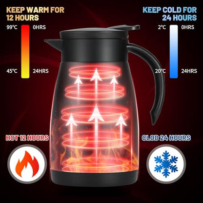 27oz Insulated Coffee Carafe with Handle, Black - color: Black, size: 27 Ounces