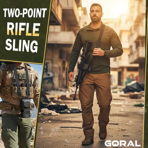 Traditional Two Point Rifle Sling Strap - Gun Sling with Metal Hook for Outdoor, Hunting, Airsoft, Paintball & Training Tactical 2 Point Easy Attach, Adjustable Gun Shoulder Strap