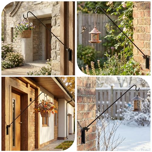 ERYTLLY Extended Reach Deck Hook Wall Pole Wall Mounted, Extensible and Adjustable 28 inch to 43 inch Bracket for Hanging Bird Feeder,Plants,Wind Chimes,Lanterns - size: Wall Pole - Adjustable Length - 1 Pack