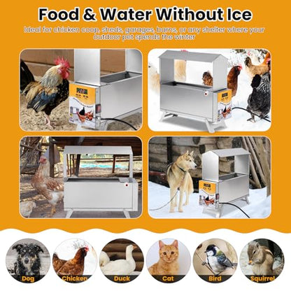 1.5 Gallon Heated Chicken Waterer Freeze Proof for Winter