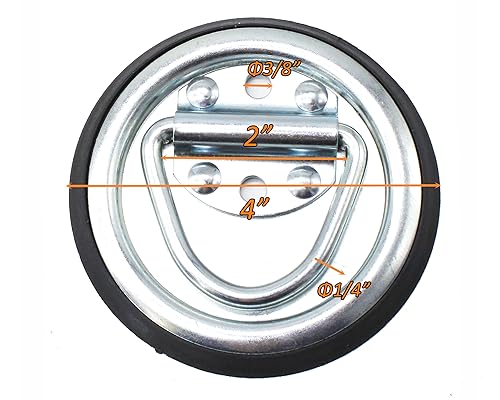 X-Haibei 12 Pack Heavy Duty D Rings Tie Down Anchor Floor Flush Surface Mount 1200 LBS with 4 Inch Bases for Cargo Trailers Trucks RV Campers Vans Boats