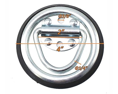 X-Haibei 12 Pack Heavy Duty D Rings Tie Down Anchor Floor Flush Surface Mount 1200 LBS with 4 Inch Bases for Cargo Trailers Trucks RV Campers Vans Boats