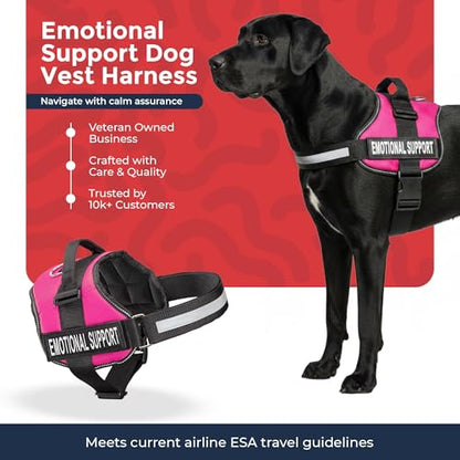 Industrial Puppy Emotional Support Vest Harness, XXL 33-42 in, Pink - color: Hot Pink, size: XXL, Fits Girth 33-42"