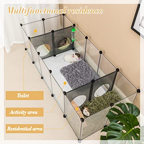 DINMO 18 Panels Bunny Playpen, Game Holes Design, 61.4 x 25.4 x 16.4 inches - style: Plastic-18 panels