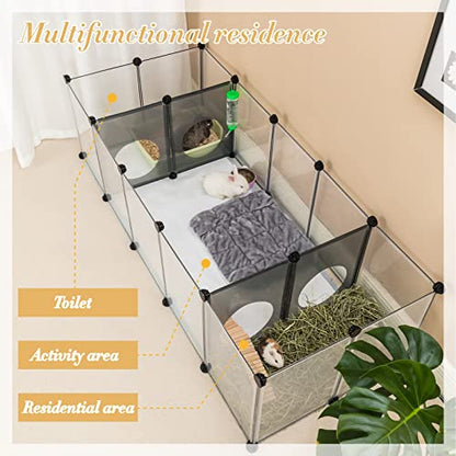 DINMO 18 Panels Bunny Playpen, Game Holes Design, 61.4 x 25.4 x 16.4 inches - style: Plastic-18 panels