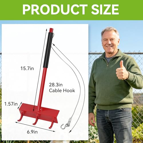 Heavy Duty Chain Link Fence Top Rail Stretcher Tool with 3 Hooks - color: Red