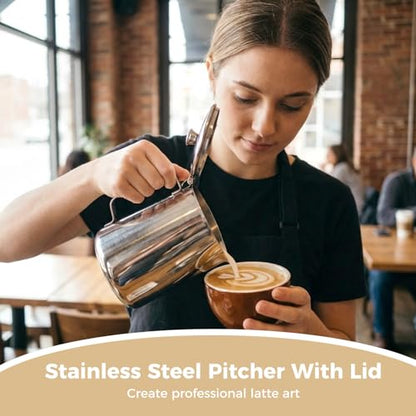 Stainless Steel Pitcher with Lid, 67 oz/2000 ml Large Capacity with Scales