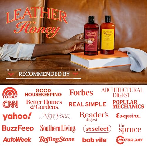 Leather Honey Cleaner and Conditioner Bundle with 16oz Spray Cleaner with UV Protectant and 8oz Conditioner