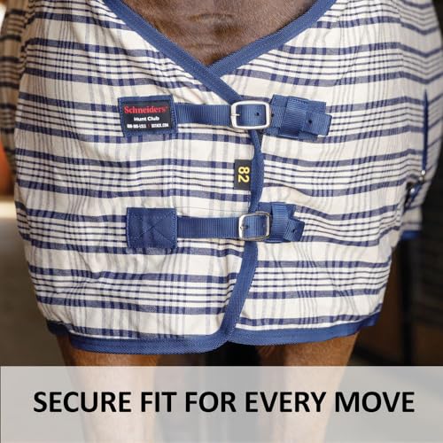 Schneiders Hunt Club Plaid II Horse Stable Sheet | Classic Lightweight Summer & Show Cover | Durable Polyester Fabric | Fleece-Lined Wither | Secure Fit Design - size: Horse Size 84