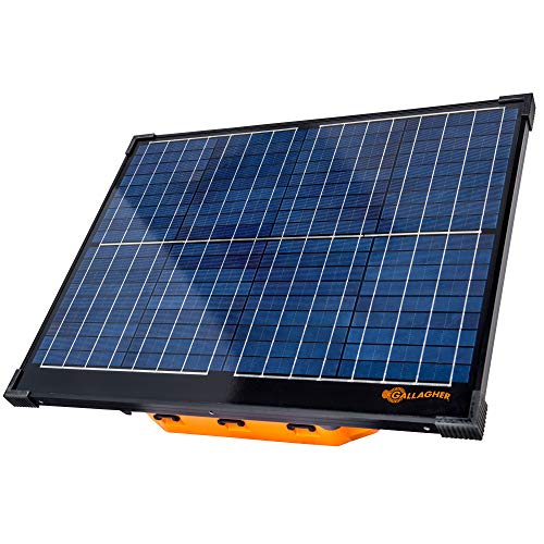 Gallagher S400 Solar Electric Fence Charger | 4.0 Joule Solar Powered Energizer | Powers Up to 60 Miles / 280 Acres of Fence | Livestock and Pet Containment | Battery and Leadsets Included
