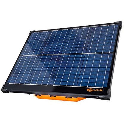 Gallagher S400 Solar Electric Fence Charger | 4.0 Joule Solar Powered Energizer | Powers Up to 60 Miles / 280 Acres of Fence | Livestock and Pet Containment | Battery and Leadsets Included
