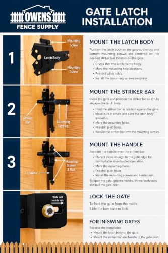 Heavy Duty Double Sided Locking Gate Latch for Wood, Vinyl and Metal Fences | Mechanical locking gate latch