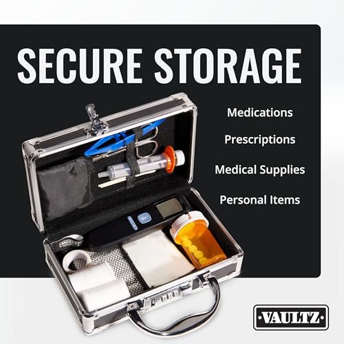 Vaultz Locking Medicine Case, Combination Lock Portable Storage Briefcase | Organizes medications, cash and valuables in one place, carrying handle for portability, compact 8.38x5.75x2.75 in size - size: 1 Pack
