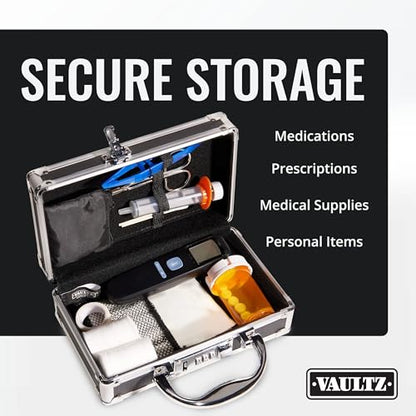 Vaultz Locking Medicine Case, Combination Lock Portable Storage Briefcase | Organizes medications, cash and valuables in one place, carrying handle for portability, compact 8.38x5.75x2.75 in size - size: 1 Pack