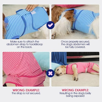 FUAMEY Recovery Suit for Dogs After Surgery,Soft Breathable Dog Bodysuit - color: Mint Green Stripes, size: Xs(back:8.3-11.4in,wt:4-7lbs)