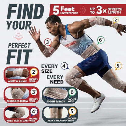 FRESINIDER Premium Elastic Bandage Wrap 3 Inch, 24 Pack, Hook and Loop - color: 24 Pack X 3 Inches