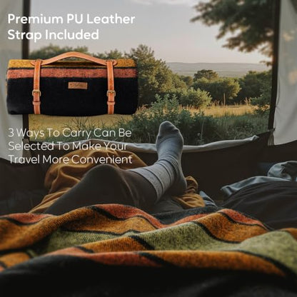 Molithe 100% Wool Blanket, 62" x 86", Warm, Thick, Military, Camping Gear - color: Sunset, size: Large
