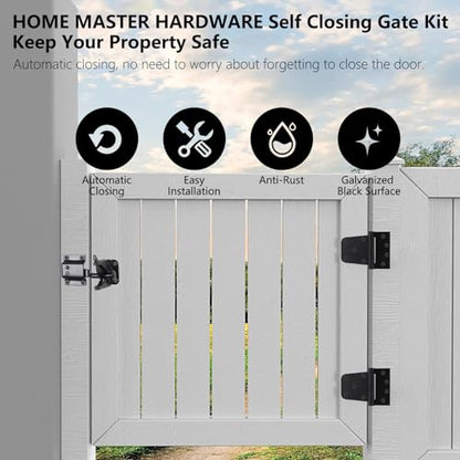 Self Closing Gate Hardware Kit, 3.5" Heavy Duty Gate Hinges and Gate Latch
