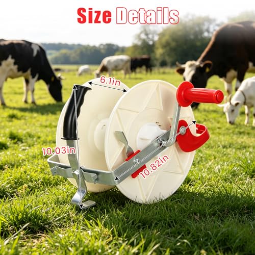 3:1 Geared Electric Fence Reel (with Wire Guide), Lockable Fence Wire Reel, Portable Electric Electric Fence Eeel, Suitable for Farms and Gardens, 2-Pack