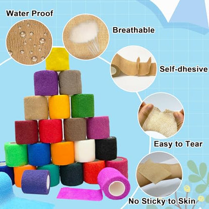 72 Pack Self Adhesive Bandage Wrap,2" x5 Yards Self Adherent Wrap