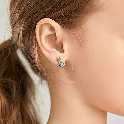 Cat Dinosaur Dragon Horse Stud Earrings for Women,Animal Wolf Sloth Fox LLama Butterfly Earrings Gifts Jewelry - color: Stud Kitty Cat