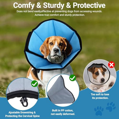 Soft Dog Cone Collar for Large Dogs After Surgery Adjustable - color: Blue, size: M (Neck Girth: 9.5-12.7in)