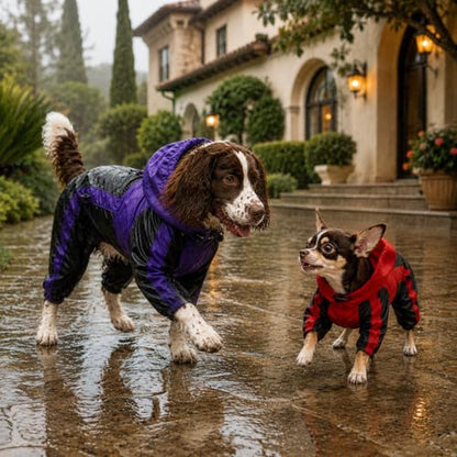 Lovelonglong Dog Hooded Raincoat, Large Dog Rain Jacket Poncho Waterproof Clothes with Hood Breathable 4 Feet Four Legs Rain Coats for Small Medium Large Pet Dogs Purple L-S - color: Purple, size: L-S (Medium Dog ~30lbs)