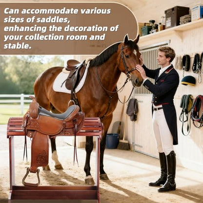 Extra-Large Wood Saddle Rack - Non-Abrasive Design, Bridle Rack & Heavy-Heavy Duty Saddle Stand for Equestrian Homes Horse Tack Room Organization 29.9"x13.8"x30.7 (Walnut) - color: Walnut