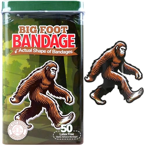 BioSwiss Bandages, Bigfoot Shaped Self Adhesive Bandage Set, Latex Free, Sterile Wound Care, 50 Count - color: Big Foot, size: 50-Count Tin
