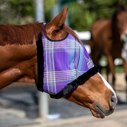 Horse Fly Mask, Fleece Trim, Breathable, Large, Lavender Mint | Soft fleece trim prevents rubbing, breathable non heat transferring mesh protects face and eyes year round - color: 2017 - Lavender Mint