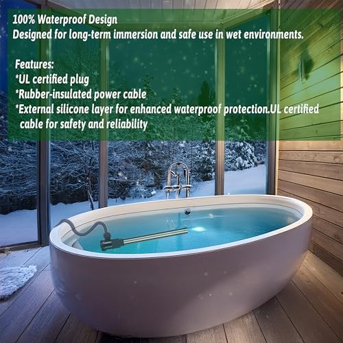 2000W Fully Submersible Water Heater of Above Ground Pool & Hot Tub – Portable Immersion Electric Heater with Temp Control & WiFi Timer for Spa, Baptismal Pool, Bucket, Bathtub & Inflatable Pool etc
