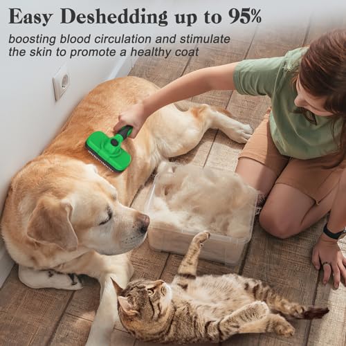 Swihauk Self Cleaning Slicker Brush - Skin Friendly Deshedding Grooming Tool for Dogs & Cats, Suitable for Shedding & Haired Pets, with Pet Supplies Accessories, Green - color: Green