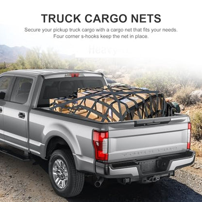 Cargo Net for Pickup Truck Bed, Heavy Duty 1300 lbs Capacity - size: 82" x 50"