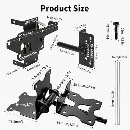 Self Closing Gate Hinges and Latch Kits for Vinyl/Wooden Fence Gates