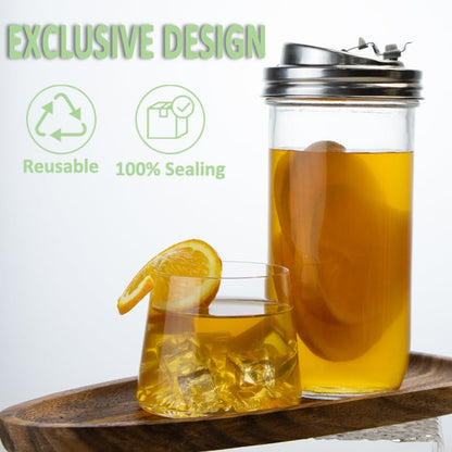 2PCS Mason Jar Drinking Lids,Stainless Steel Wide Mouth Mason Jar Sip Lid Accessories,Anticracking Leak Proof Seal Flip Cap Cover Airtight Accessories for Drink - style: Can