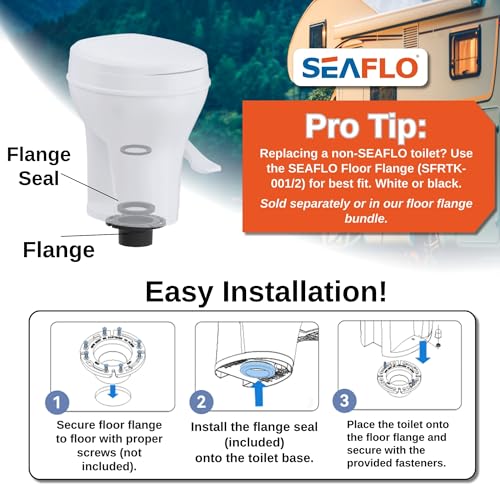 SEAFLO RV Toilet with Sprayer Attachment - White, 18.4” Residential Height, Gravity Flush Foot Pedal Camper Toilet Soft Close Seat Elongated Bowl Motorhome, 4-Year Warranty, SFRTPH-01-02 - color: White-Sprayer