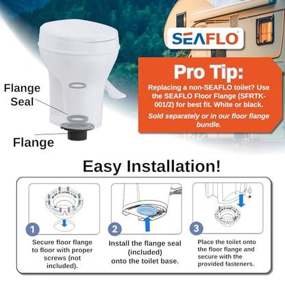 SEAFLO RV Toilet with Sprayer Attachment - White, 18.4” Residential Height, Gravity Flush Foot Pedal Camper Toilet Soft Close Seat Elongated Bowl Motorhome, 4-Year Warranty, SFRTPH-01-02 - color: White-Sprayer